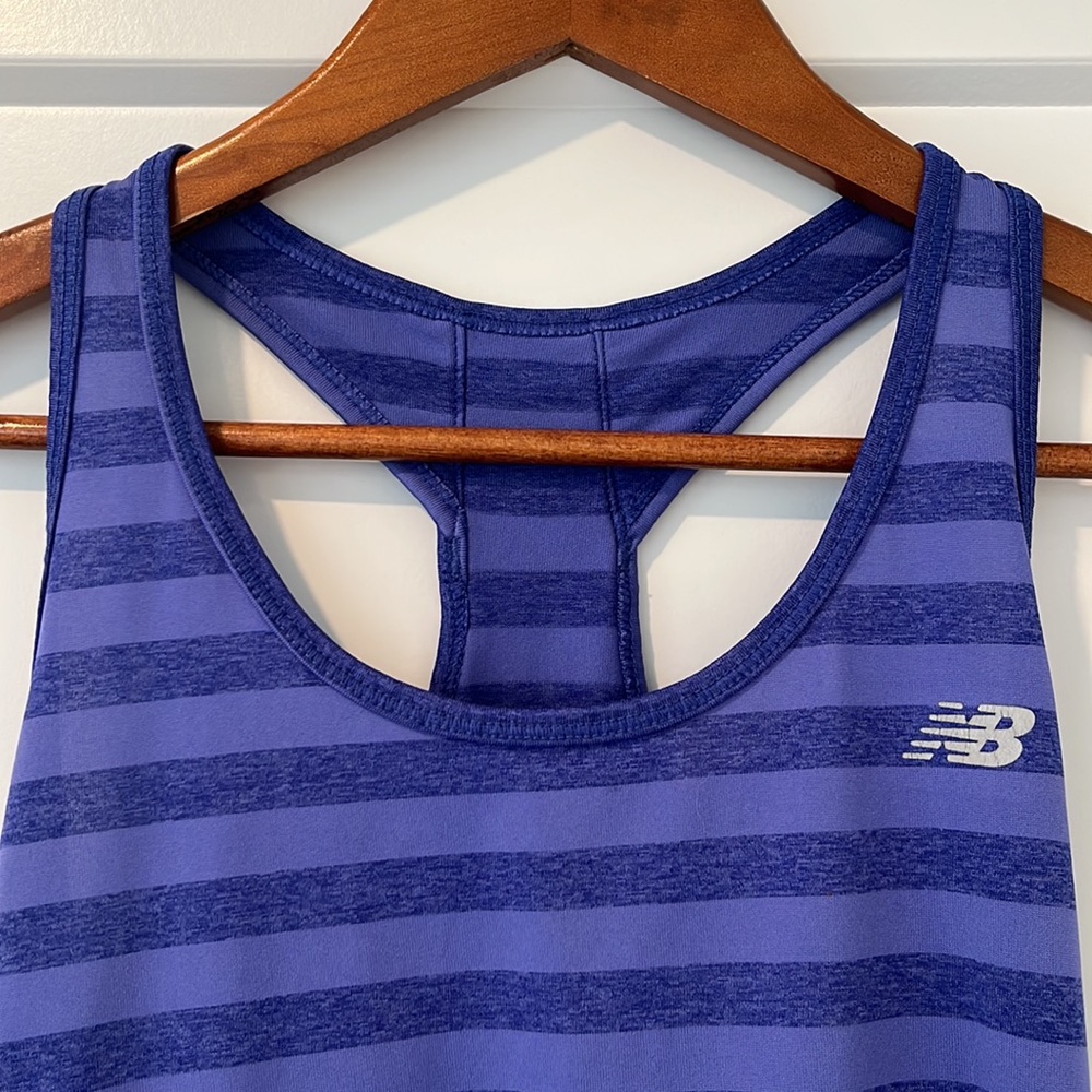 New Balance Purple Striped Racer Back Tank - Picture 2 of 4